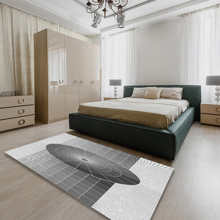 Patterned Gray Rug in a Bedroom, pat797gry