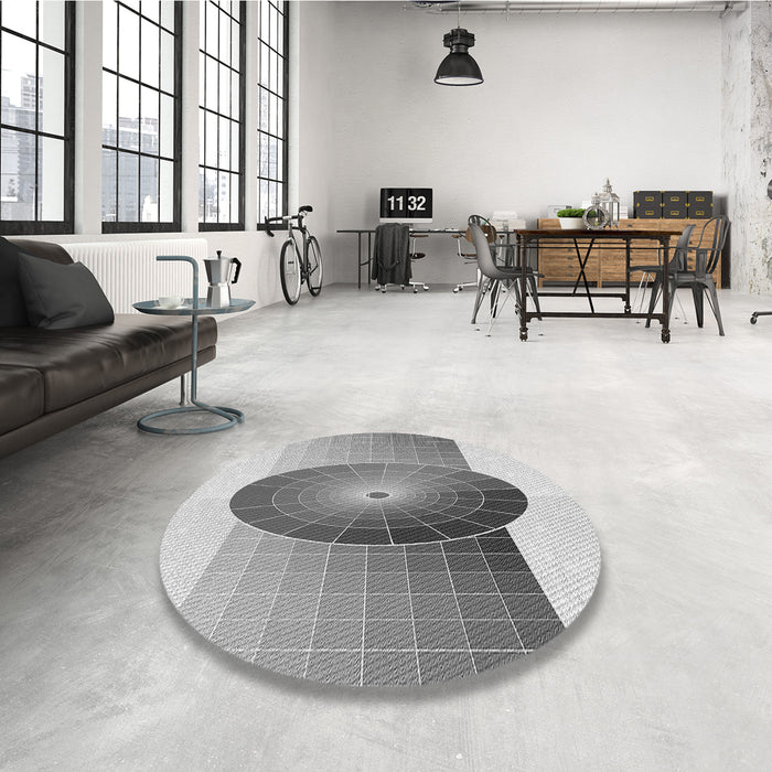 Round Patterned Gray Rug in a Office, pat797gry