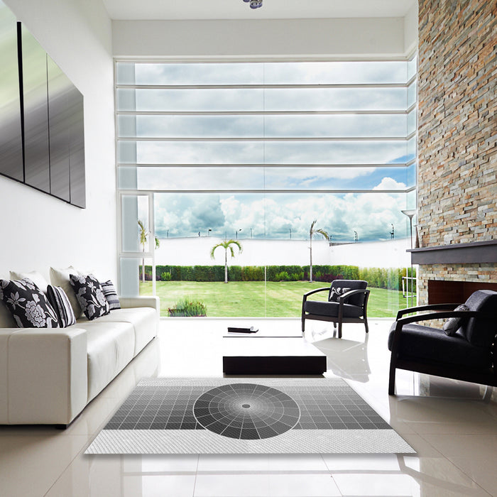 Square Patterned Gray Rug in a Living Room, pat797gry