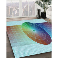 Patterned Aquamarine Green Rug, pat797lblu