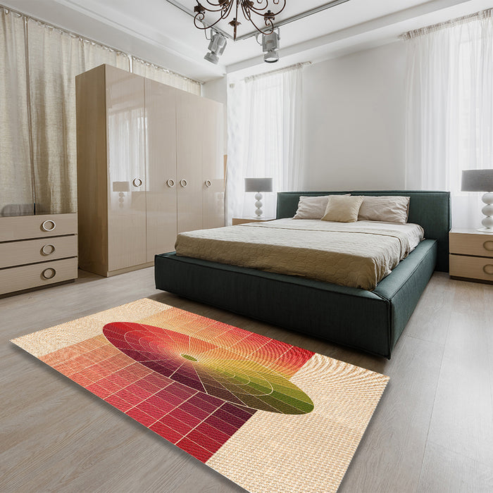 Patterned Red Rug in a Bedroom, pat797org