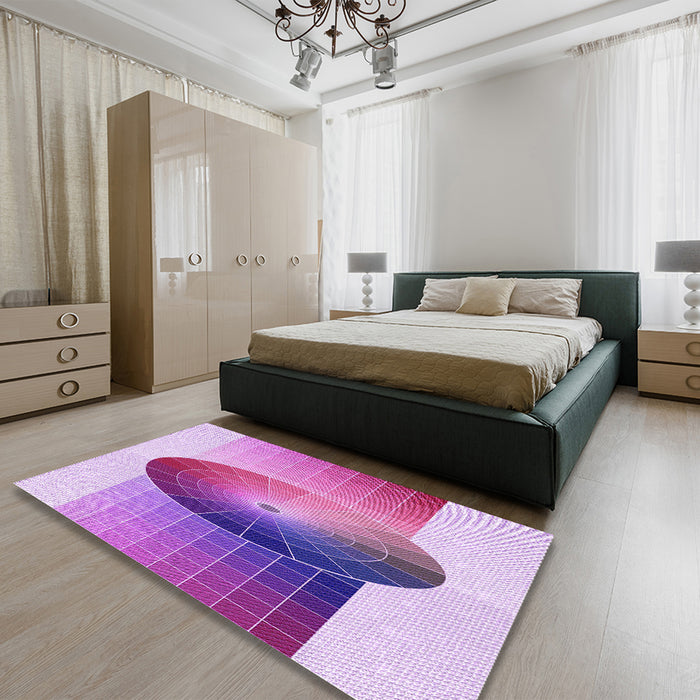 Patterned Blossom Pink Rug in a Bedroom, pat797pur