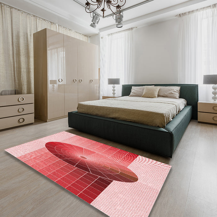Patterned Pink Rug in a Bedroom, pat797rd