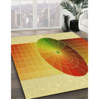 Patterned Chrome Gold Yellow Rug, pat797yw