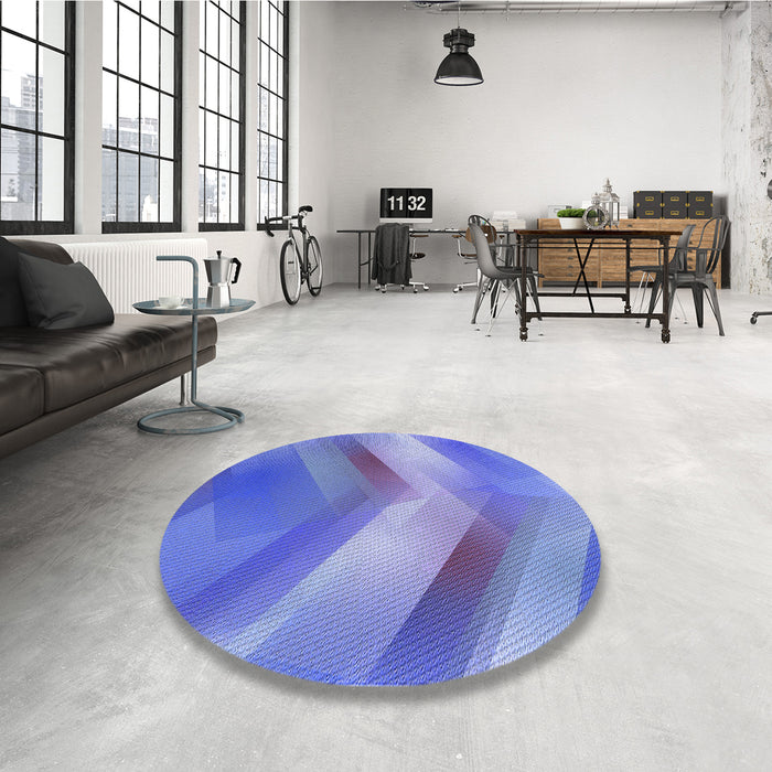 Round Patterned Sky Blue Rug in a Office, pat798blu
