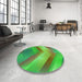 Round Patterned Dark Lime Green Rug in a Office, pat798grn