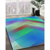 Patterned Steel Blue Rug, pat798lblu