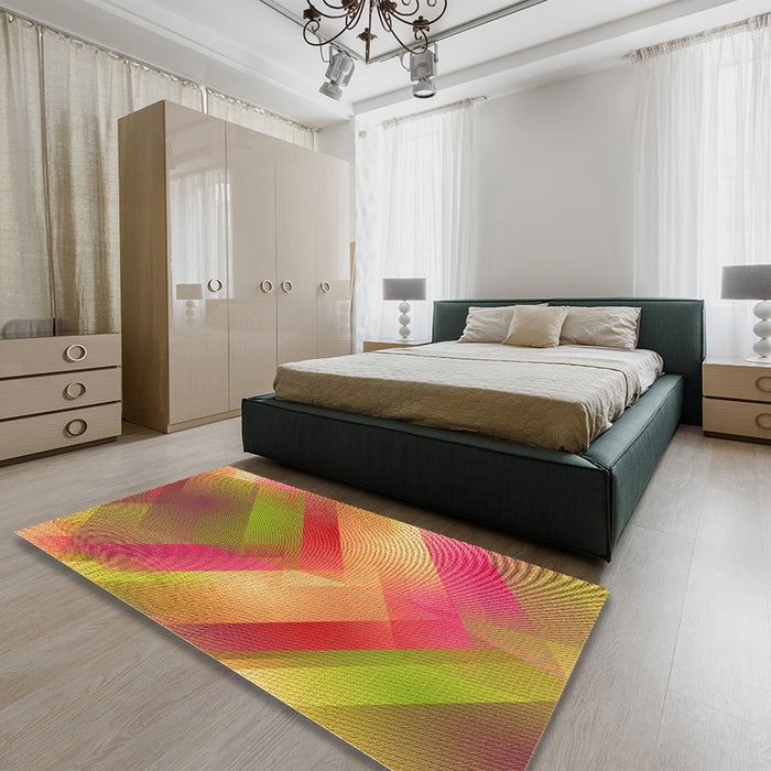 Patterned Red Rug in a Bedroom, pat798org