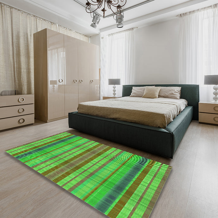 Patterned Fern Green Rug in a Bedroom, pat799grn