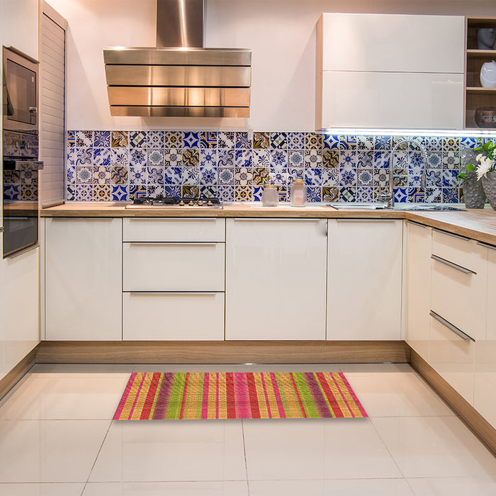 Patterned Yellow Rug in a Kitchen, pat799org