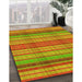 Patterned Orange Red Orange Rug in Family Room, pat799yw