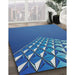 Patterned Blue Novelty Rug in Family Room, pat79