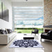 Square Patterned Blue Rug in a Living Room, pat8blu