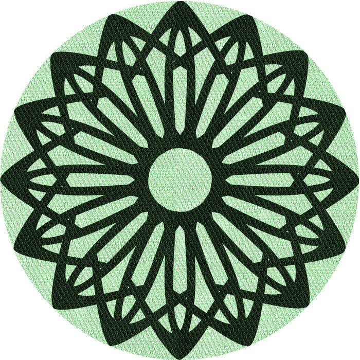 Square Machine Washable Transitional Dark Forest Green Rug in a Living Room, wshpat8grn