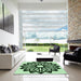 Square Patterned Dark Forest Green Rug in a Living Room, pat8grn