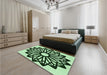 Patterned Dark Forest Green Rug in a Bedroom, pat8grn