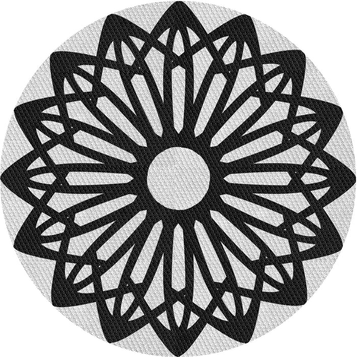 Square Patterned Black Rug, pat8gry