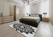 Patterned Black Rug in a Bedroom, pat8gry