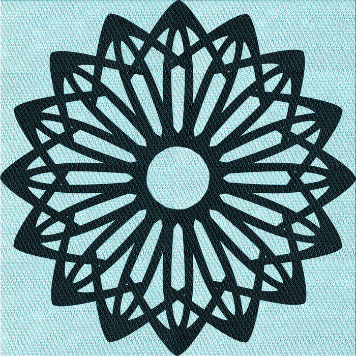 Round Patterned Deep-Sea Blue Rug, pat8lblu