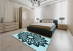 Patterned Deep-Sea Blue Rug in a Bedroom, pat8lblu