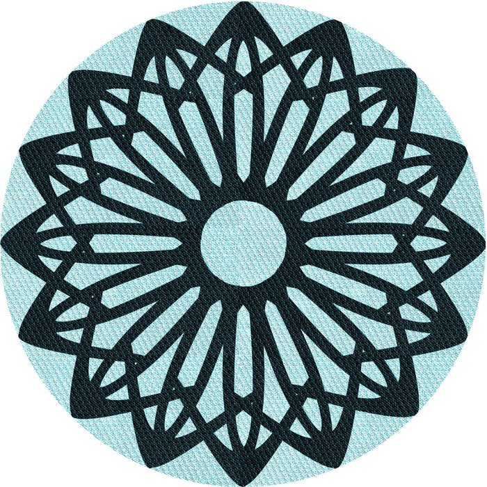 Square Patterned Deep-Sea Blue Rug, pat8lblu