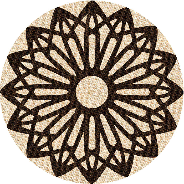 Square Patterned Deep Peach Orange Rug, pat8org