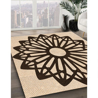 Patterned Deep Peach Orange Rug, pat8org