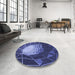 Round Patterned Light Slate Blue Rug in a Office, pat80blu