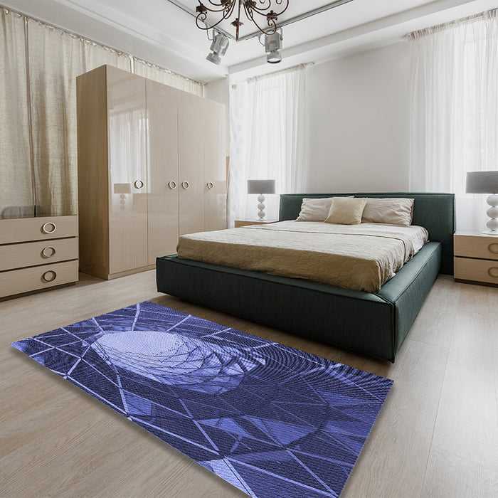 Patterned Light Slate Blue Rug in a Bedroom, pat80blu