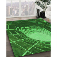 Patterned Deep Emerald Green Rug, pat80grn