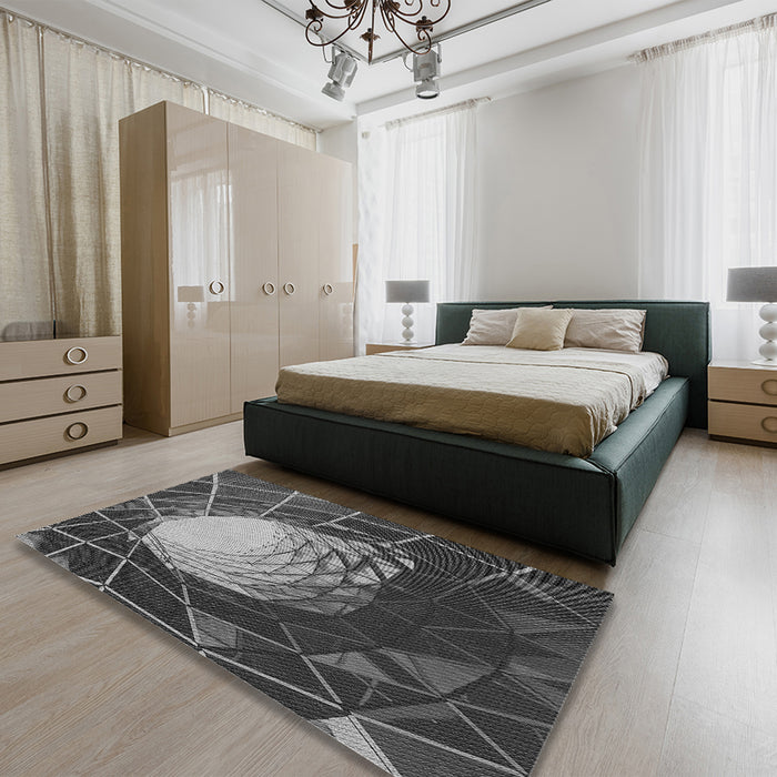 Patterned Gray Rug in a Bedroom, pat80gry