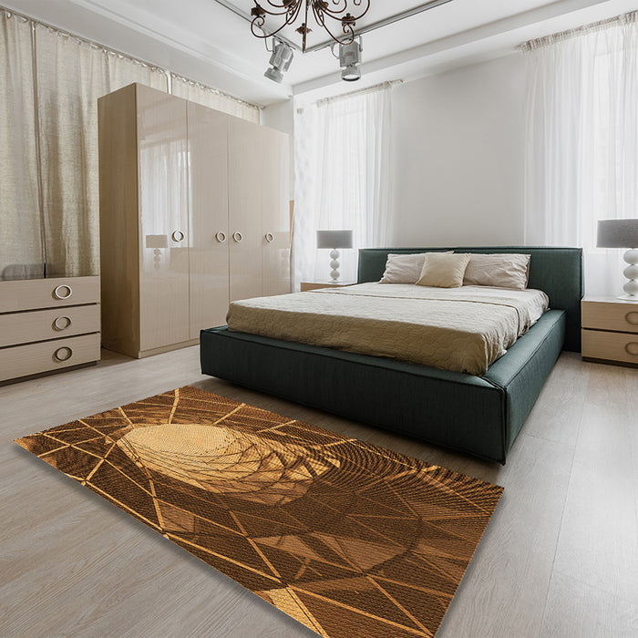 Patterned Orange Rug in a Bedroom, pat80org