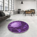 Round Patterned Purple Rug in a Office, pat80pur