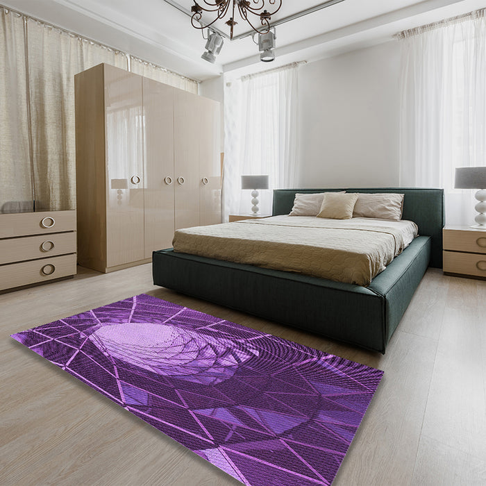 Patterned Purple Rug in a Bedroom, pat80pur