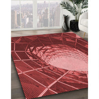 Patterned Cranberry Red Rug, pat80rd