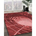 Machine Washable Transitional Cranberry Red Rug in a Family Room, wshpat80rd