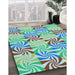 Machine Washable Transitional Aquamarine Green Rug in a Family Room, wshpat800lblu