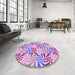 Round Patterned Orchid Purple Rug in a Office, pat800pur