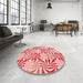 Round Patterned Deep Rose Pink Rug in a Office, pat800rd