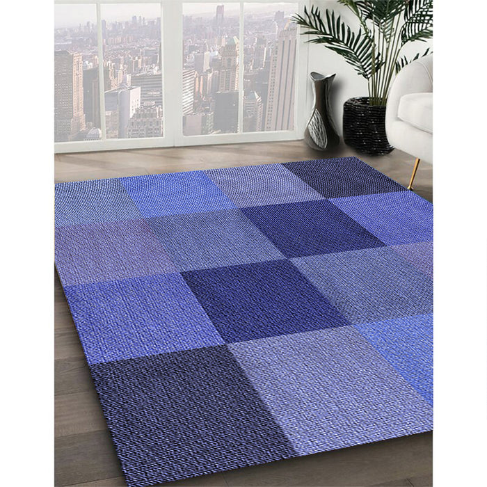 Patterned Sky Blue Rug in Family Room, pat802blu