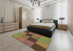 Patterned Dark Golden Brown Rug in a Bedroom, pat802brn