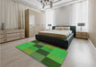 Patterned Neon Green Rug in a Bedroom, pat802grn