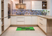 Patterned Neon Green Rug in a Kitchen, pat802grn