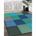 Machine Washable Transitional Dark Turquoise Green Rug in a Family Room, wshpat802lblu