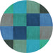 Square Machine Washable Transitional Dark Turquoise Green Rug in a Living Room, wshpat802lblu