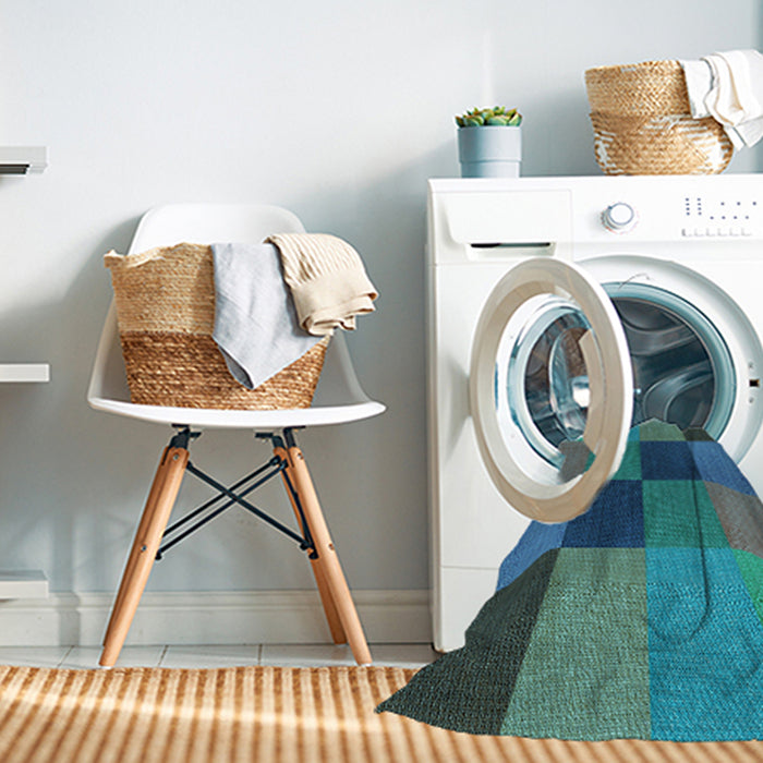 Machine Washable Transitional Dark Turquoise Green Rug in a Washing Machine, wshpat802lblu