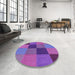 Round Patterned Purple Rug in a Office, pat802pur