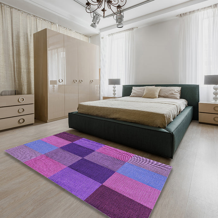 Patterned Purple Rug in a Bedroom, pat802pur