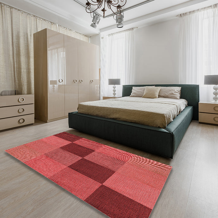Patterned Red Rug in a Bedroom, pat802rd