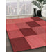 Patterned Red Rug in Family Room, pat802rd